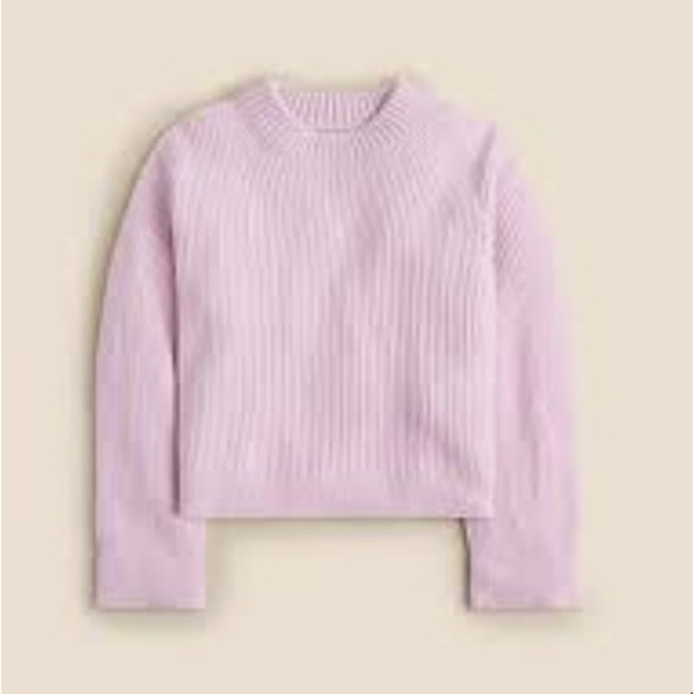 J. Crew Womens Cashmere Ribbed Crewneck Cropped Sweater Lavender Lilac Large